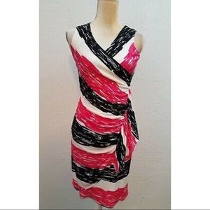 New York & Co Women’s Striped V-Nevk Sleeveless Asymmetrical Dress